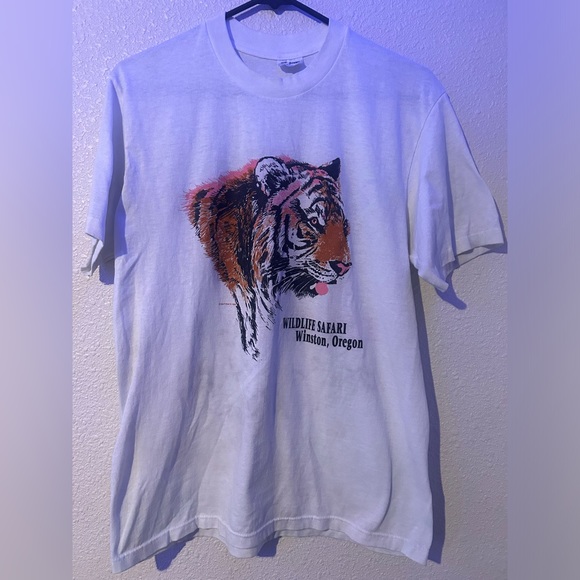 Vintage single stitch 1/1 test print Abstract Tiger / Wolf 1988 Stedman large - Picture 1 of 9